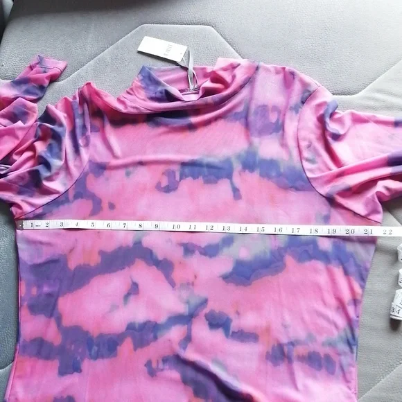 NWT Anthropologie Mesh Turtleneck Mockneck Top Long Sleeve Pink and Purple - Picture 12 of 16